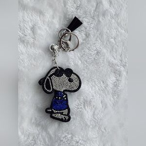 Snoopy Blue Coat Rhinestone Keychain Bag Charm